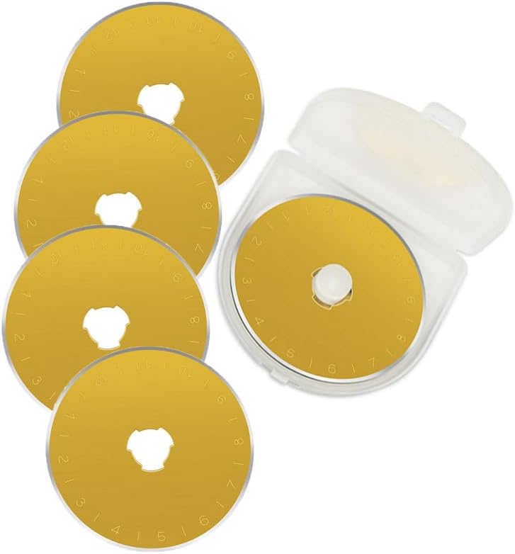 KAMSANG 45mm Rotary Cutter Blades,Replacement Blades Fits Fiskars,OLFA,Martelli,Dremel,Truecut,DAFA,Fabric Cutting Blades Refill for Quilting Scrapbooking Sewing Arts &Crafts, SKS-7 (Titanium Coated), 5-Pack - Image 1